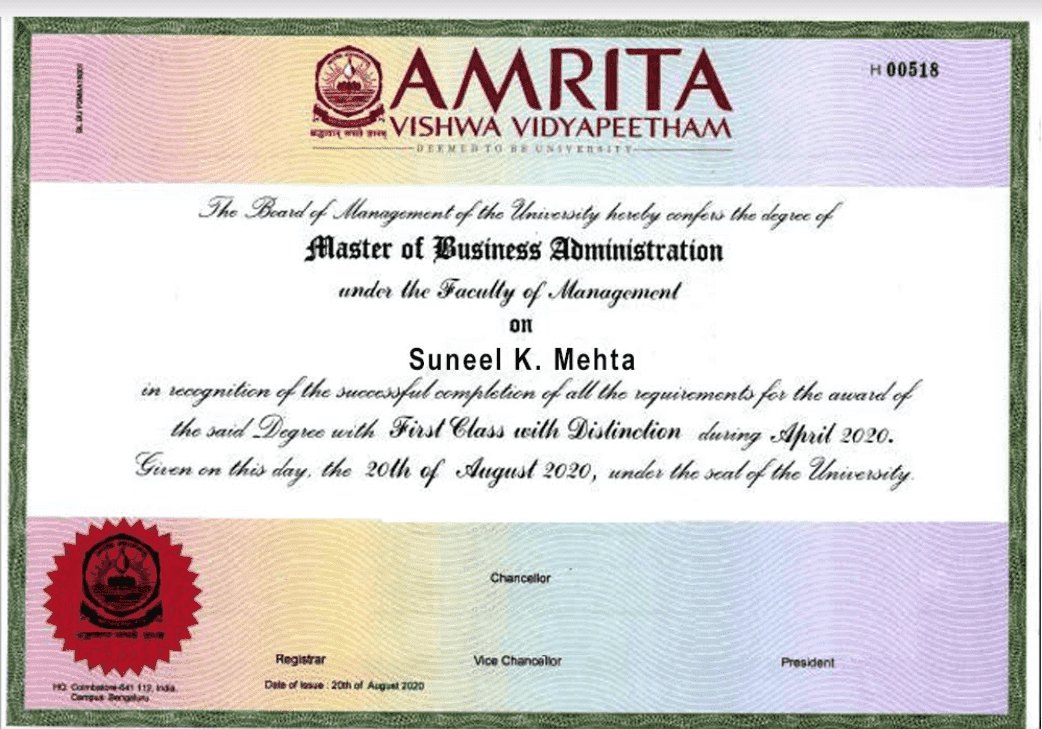 Amrita Certification
